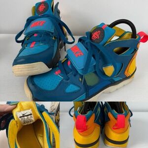 Nike Air Trainer Huarache‎ Green Abyss Blue Lagoon Size 5.5 Youth Shoes Sneakers
